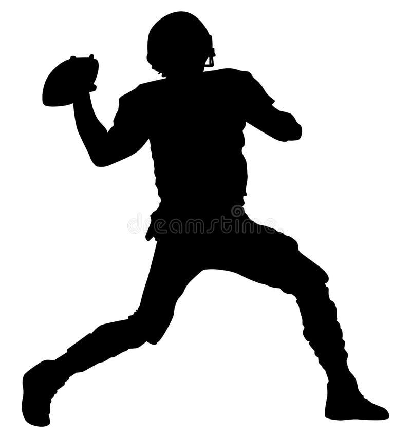 American football player quarterback throwing a pass. Quarterback throws a pass silhouette