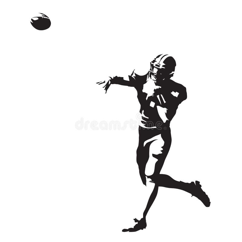 Quarterback American Throwing Football Player Man Silhouette Stock