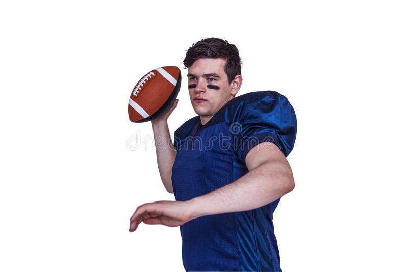 American Football Player Throwing The Ball Stock Image Image of