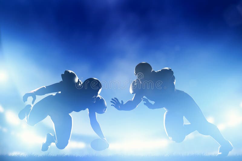 American football players in game, touchdown