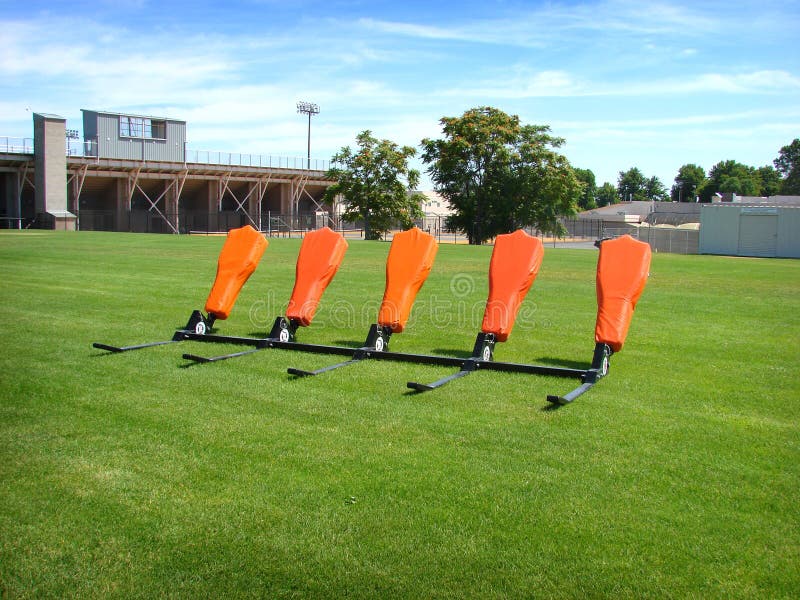 American Football Blocking Sled Stock Image Image of orange, field