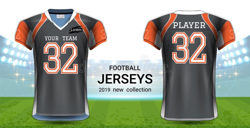 Download American Football Or Soccer Jerseys Uniforms, Realistic Graphic Design Front And Back View For ...