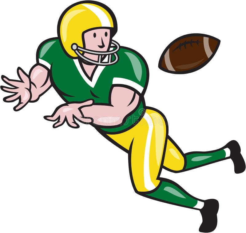 American Football Wide Receiver Catch Ball Cartoon