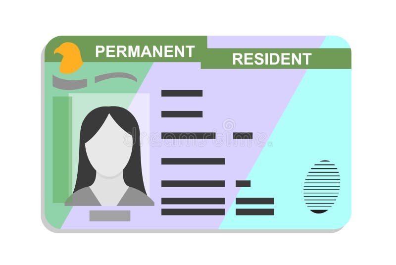 American Green Card, Permanent Residence Card Flat Icon, Vector