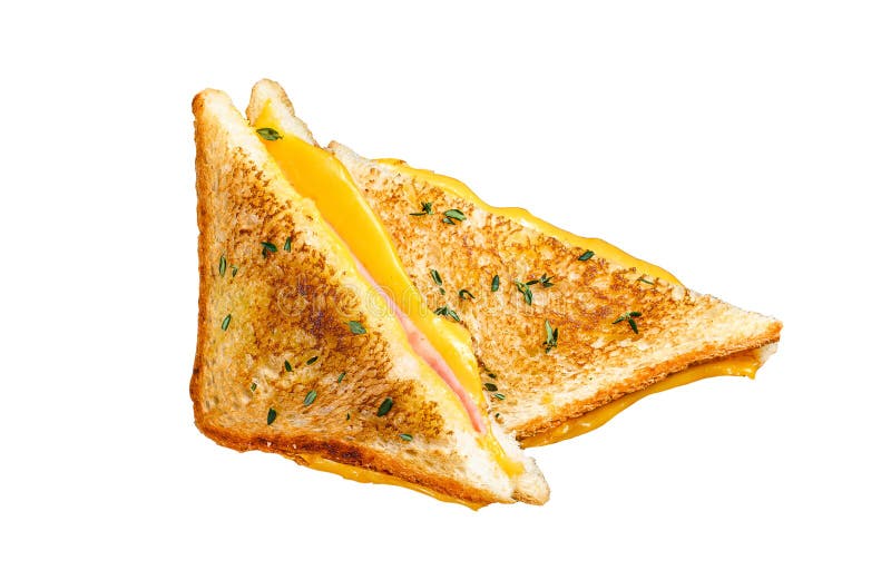 American Ham and Melted Cheese Sandwich. Isolated on White Background