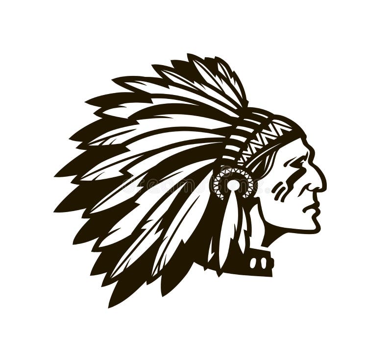 American Indian Chief. Logo or Icon Stock Vector Illustration of cherokee, portrait 80882931