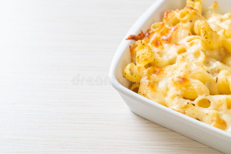 American Mac and Cheese, Macaroni Pasta in Cheesy Sauce Stock Image