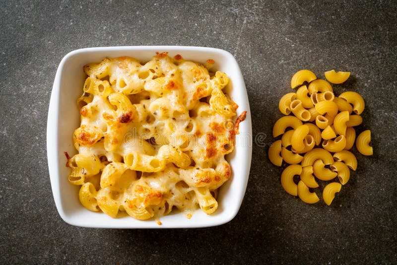 American Mac and Cheese, Macaroni Pasta in Cheesy Sauce Stock Image