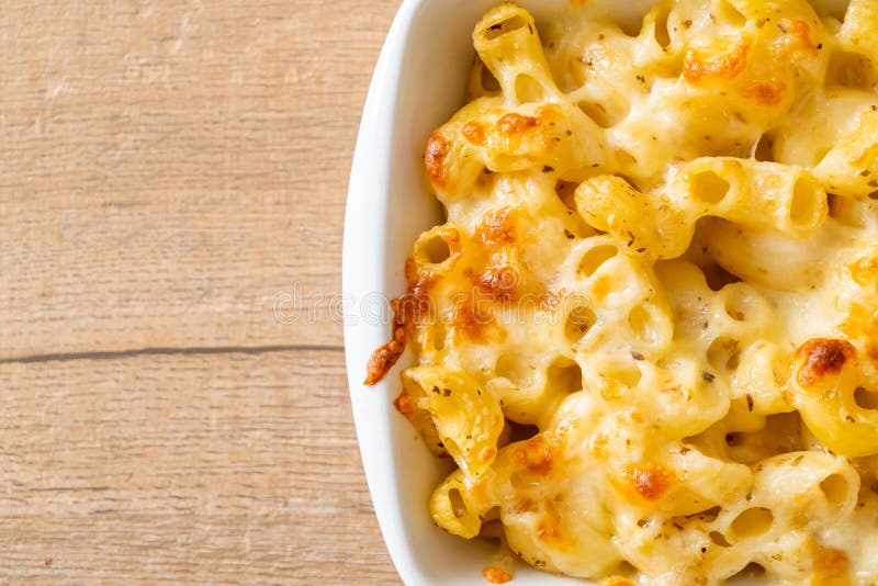American Mac and Cheese, Macaroni Pasta in Cheesy Sauce Stock Image