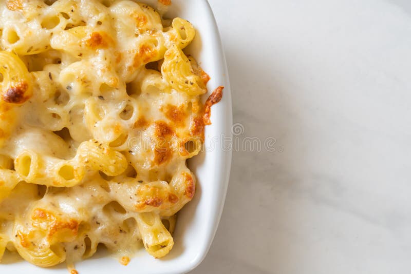 American Mac and Cheese, Macaroni Pasta in Cheesy Sauce Stock Image