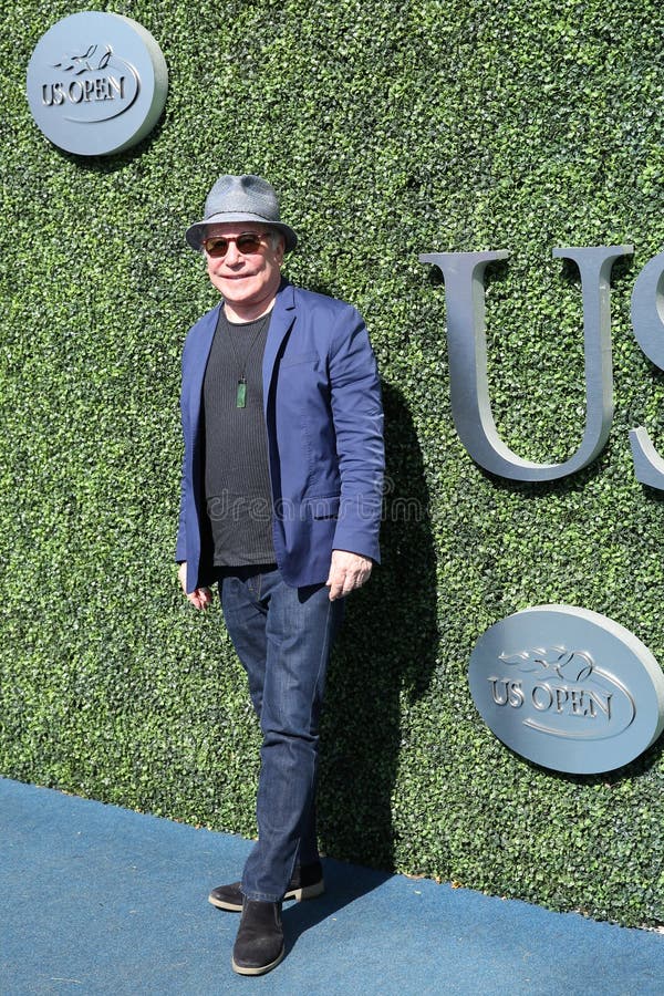 American musician, singer-songwriter and actor Paul Simon at the red carpet before US Open 2016 men`s final match stock photo