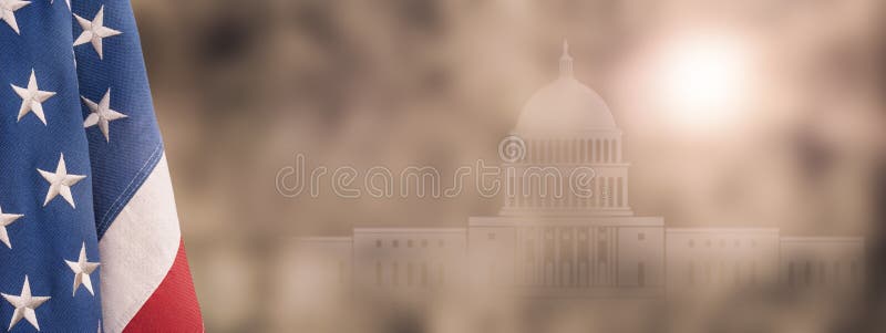 American National Holiday. US Flags with American stars, stripes and national colors. US Capitol. President`s Day. 4th July. Veterans Day. Memorial Day royalty free stock photography American National Holiday. US Flags with American stars, stripes and national colors. US Capitol. President`s Day. 4th July. Veterans Day. Memorial Day royalty free stock photography