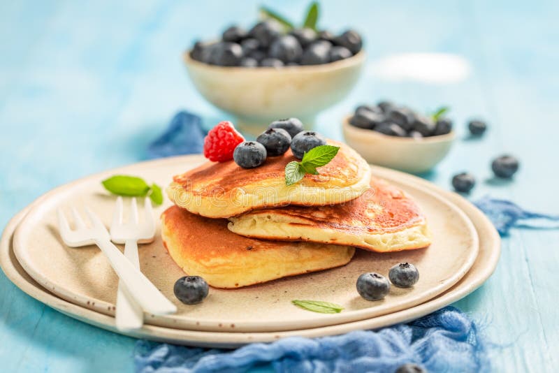 American Pancakes for Breakfast Stock Photo Image of crepes, fruit