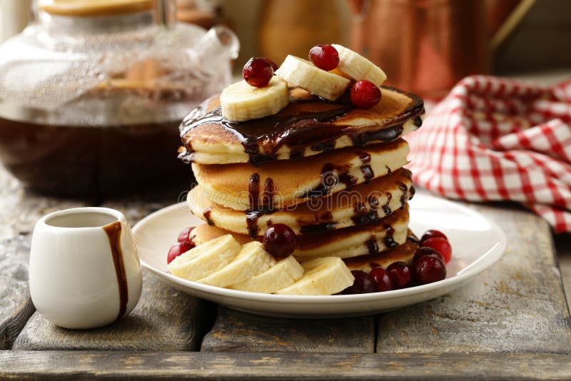 American pancakes for breakfast stock image