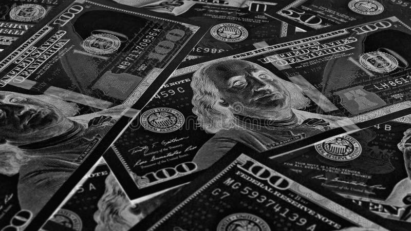 American Paper Money. 100 Dollar and Other US Notes. Black and White  Wallpaper or Background. Savings Economy and the USA Dollar Stock Photo -  Image of business, rate: 248793128