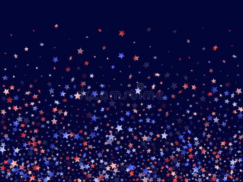 Flying red blue white star sparkles vector american patriotic background