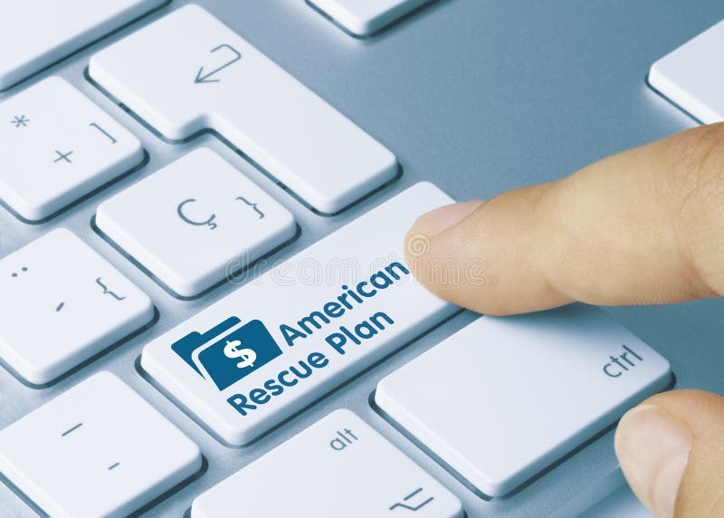 American Rescue Plan - Inscription on Blue Keyboard Key