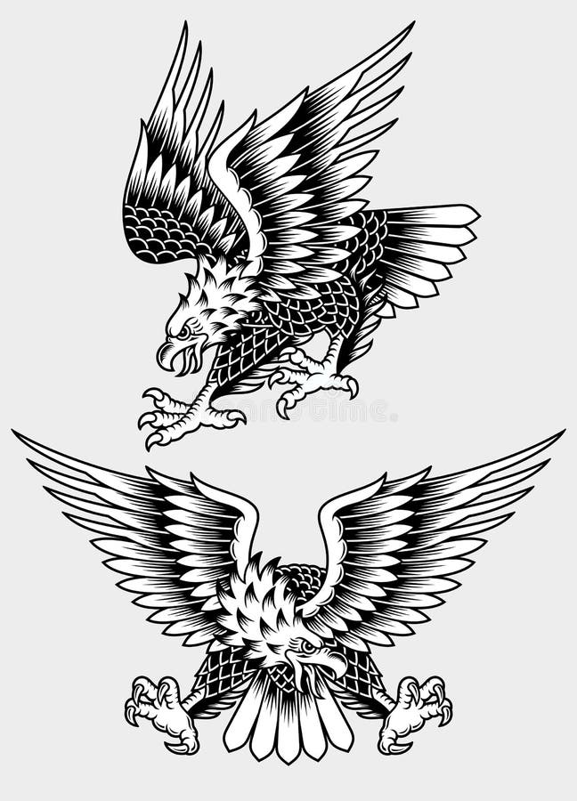 Realistic Eagle and Compass tattoo