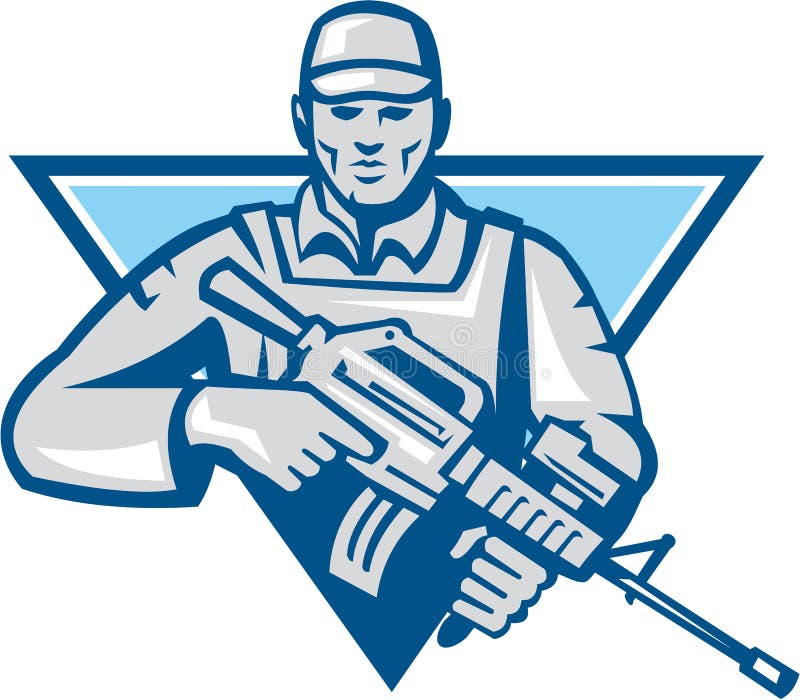 Download American Soldier Assault Rifle Retro Stock Vector - Image ...
