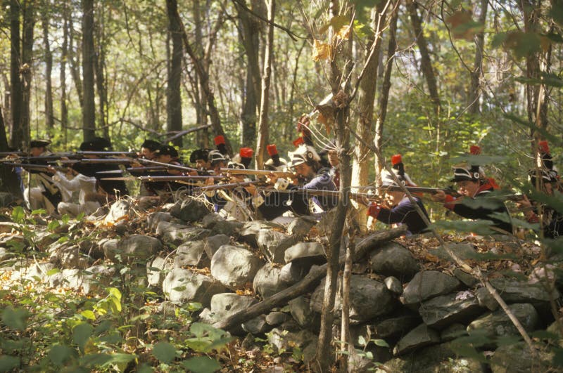 American soldiers during Historical American Revolutionary War Reenactment, Fall Encampment, New Windsor, NY