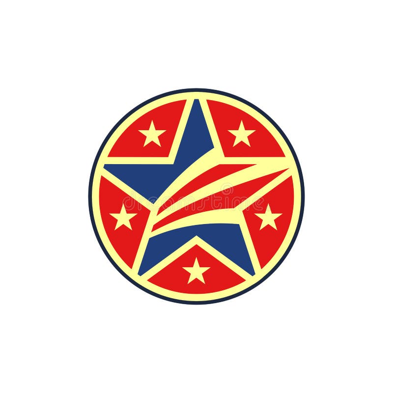 American Star Logo Design , Star of America with American Flag Inside