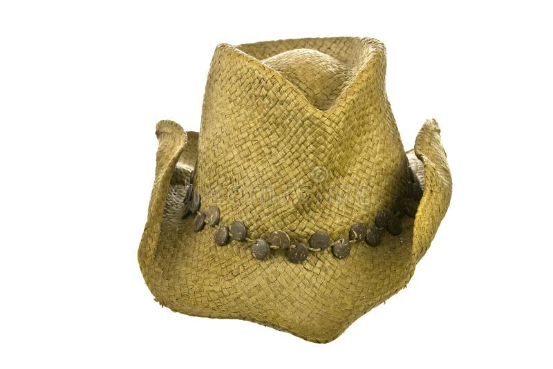 Straw Cowboy Hat Left Side on White Stock Image Image of object