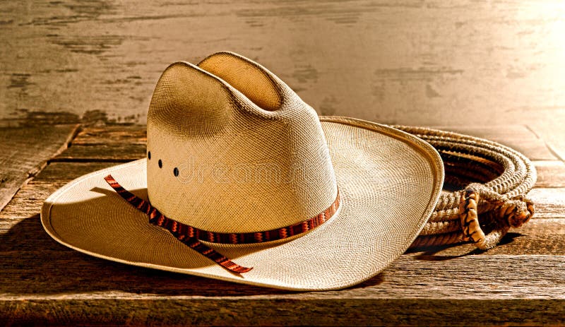 American West Rodeo Cowboy Hat And Lariat Stock Photo 