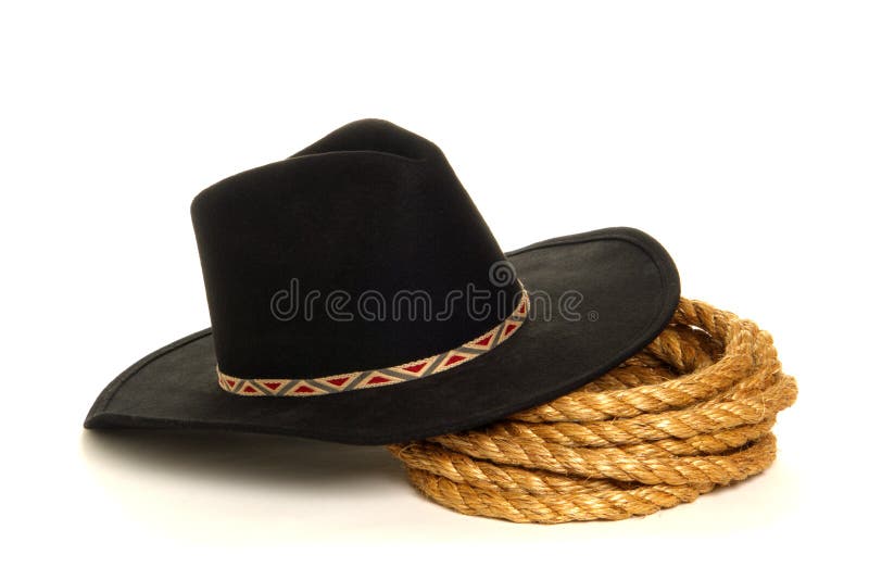 American West Rodeo Cowboy Hat and Ranching Rope Stock Image Image of