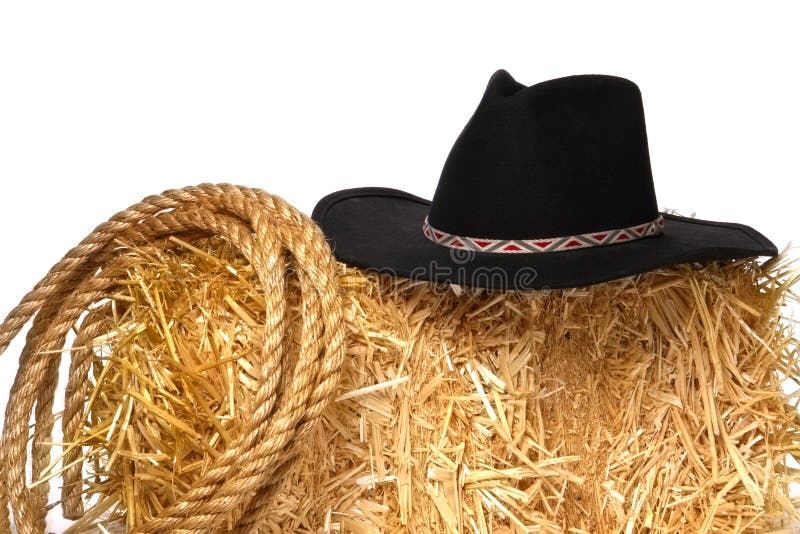 American West Rodeo Cowboy Hat and Ranching Rope Stock Image Image of