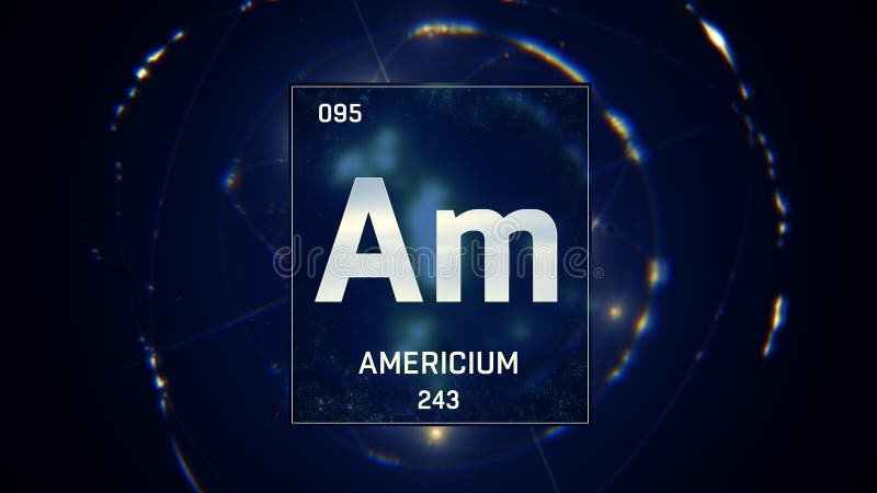 Americium as Element 95 of the Periodic Table 3D illustration on blue background vector illustration
