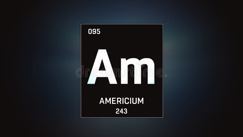 Americium as Element 95 of the Periodic Table 3D illustration on grey background vector illustration