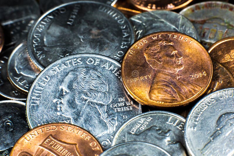 Amerikaanse cent dicht bij foto. macromunten royalty-vrije stock fotografie