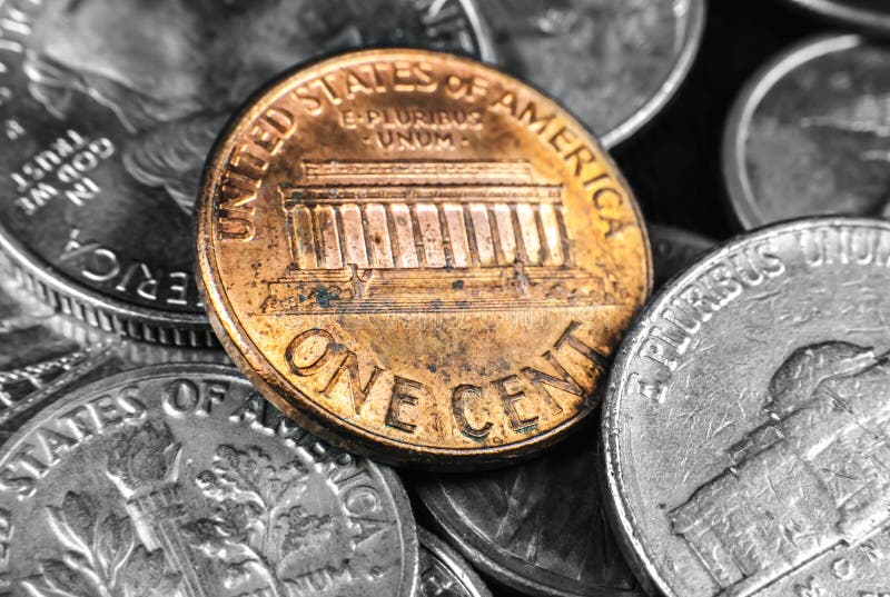 Amerikaanse cent dicht bij foto. macromunten stock foto