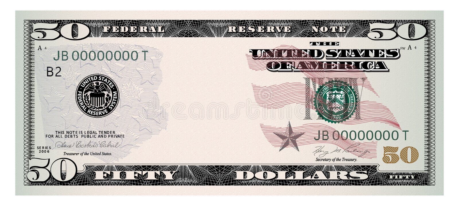 Amerikaanse dollar biljet van 50 dollar geld in contanten , geïsoleerd op witte achtergrond Amerikaanse dollar biljet van 50 dollar geld in contanten , geïsoleerd op witte achtergrond