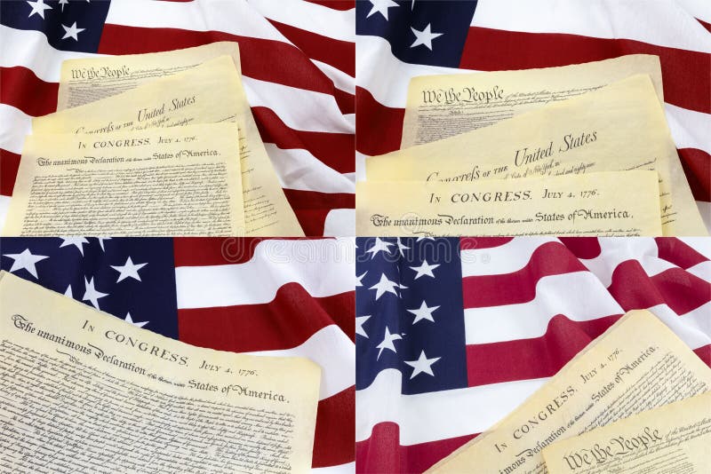 Amerikaanse het documentcollage van de vlagverklaring royalty-vrije stock foto Amerikaanse het documentcollage van de vlagverklaring royalty-vrije stock foto