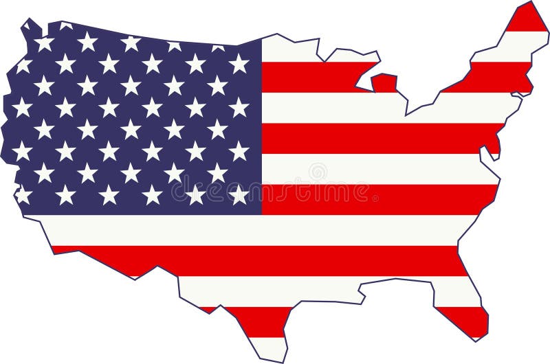 Amerikaanse Kaart en Vlag vector illustratie Amerikaanse Kaart en Vlag vector illustratie