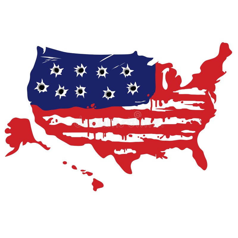 Amerikaanse Kaart met Kogelgaten stock illustratie Amerikaanse Kaart met Kogelgaten stock illustratie