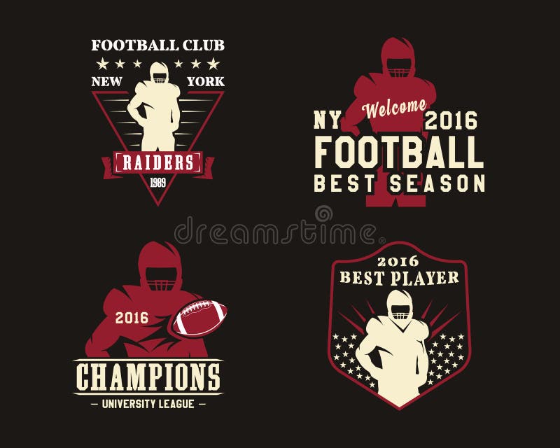 Amerikaanse voetbalster, teamkentekens, emblemen royalty-vrije illustratie Amerikaanse voetbalster, teamkentekens, emblemen royalty-vrije illustratie