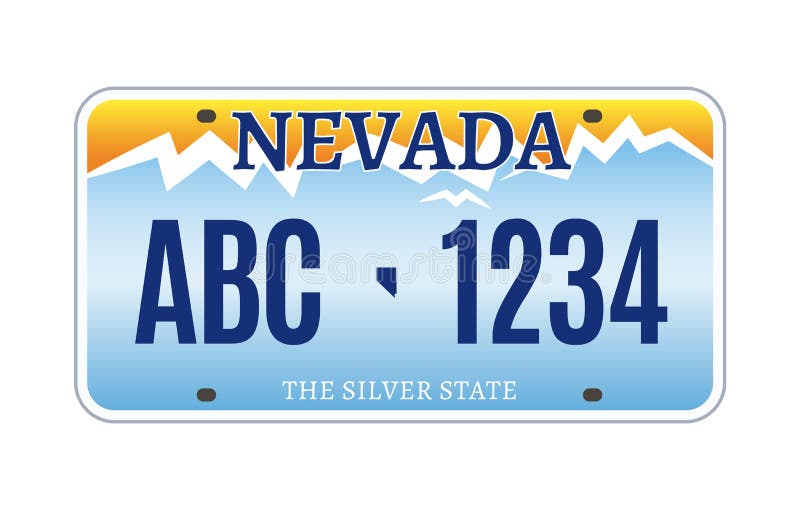 Amerikaner-Nevada-Autokfz-kennzeichen-Vektorausrichtung KFZ-Zulassungsschein Fahrzeugnevada-Staatsnummernschildentwurf lizenzfreie abbildung