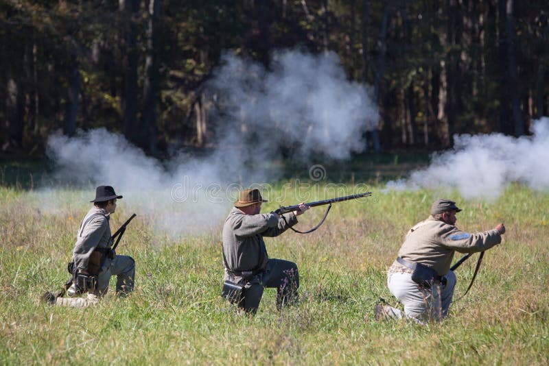 Amerikanische Bürgerkrieg-Kampf-Wiederinkraftsetzung stockfotos Amerikanische Bürgerkrieg-Kampf-Wiederinkraftsetzung stockfotos
