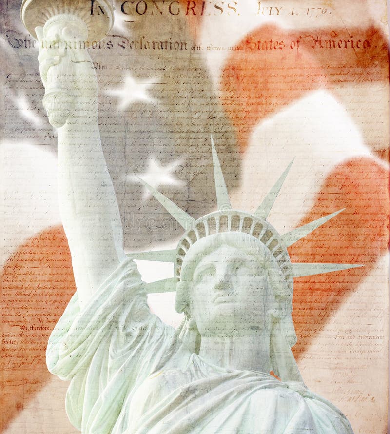 Amerikanische Flagge, Freiheitsstatue, Konstitution stockfotos Amerikanische Flagge, Freiheitsstatue, Konstitution stockfotos