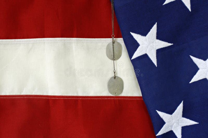 Amerikanische Flagge mit Hundeplaketten #1 stockbild Amerikanische Flagge mit Hundeplaketten #1 stockbild