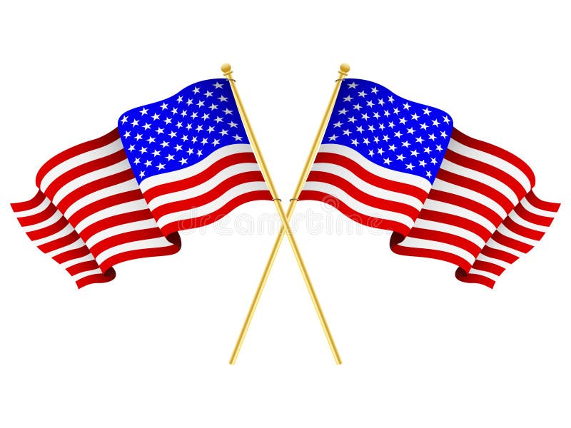Amerikanische Flaggen gekreuzt stock abbildung Amerikanische Flaggen gekreuzt stock abbildung