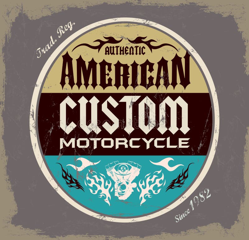 Amerikanische Gewohnheit - Chopper Motorcycle-Ausweis lizenzfreie abbildung Amerikanische Gewohnheit - Chopper Motorcycle-Ausweis lizenzfreie abbildung