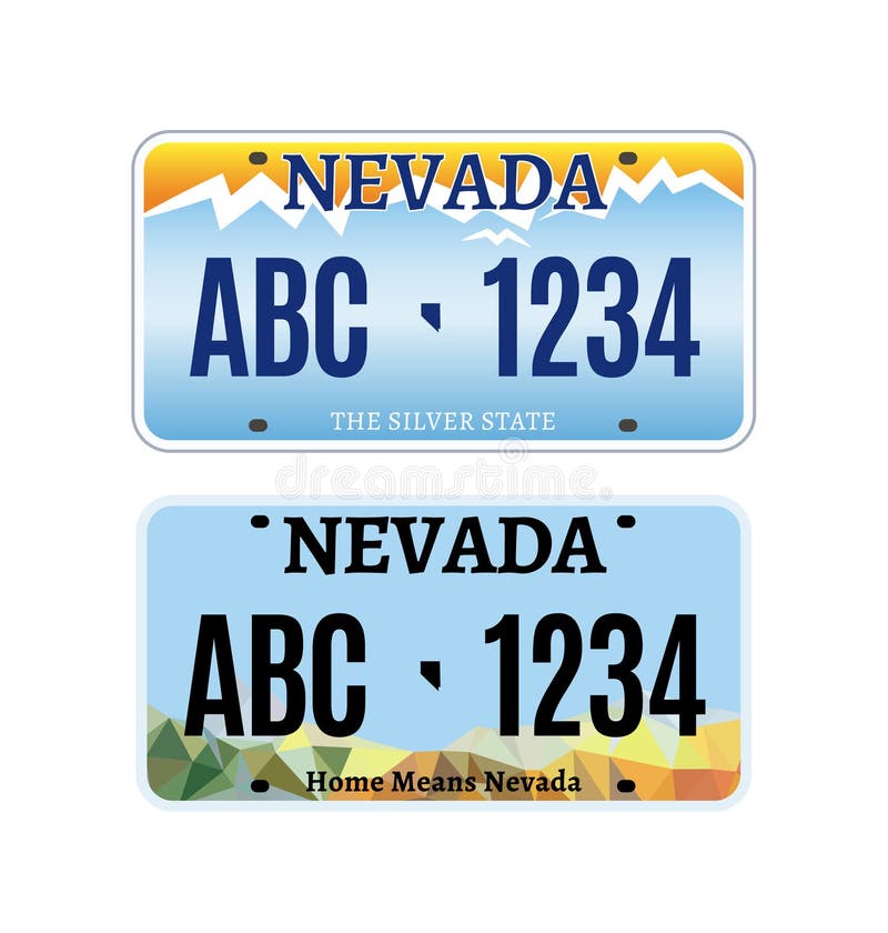Amerikanische Nevada-Nummernschilderkennung. Fahrzeug-Führerscheinfahrzeug nevada Staatsnummerierungsentwurf stock abbildung