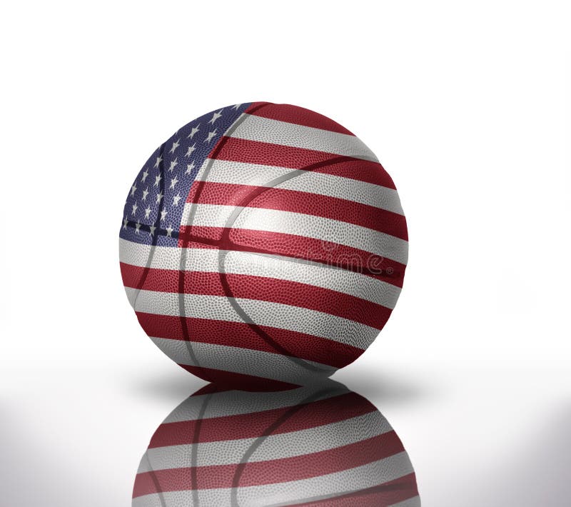 Basketballergebnistrieb Mit Hintergrund Der Amerikanischen Flagge