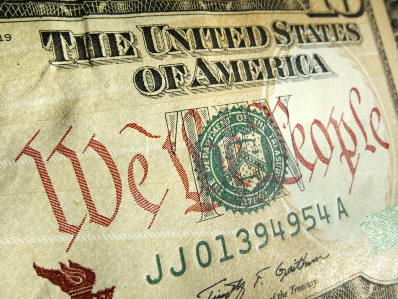 Amerikanischer Dollar mit uns die Leute-Aufschrift hervorgehoben