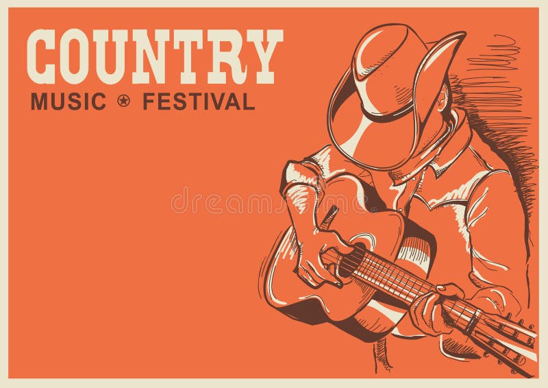 Amerikanisches Countrymusik-Festivalplakat mit dem Musiker, der GUI spielt