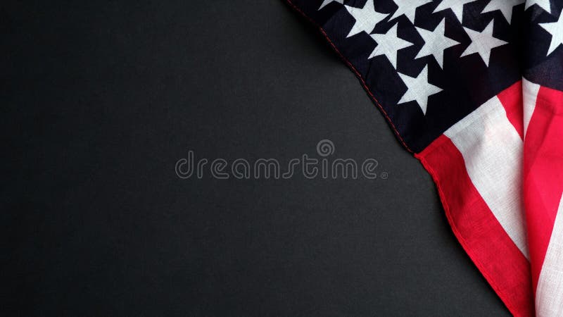 American flag on black background. Banner mockup for Memorial Day or Fourth of July US Independence Day. American flag on black background. Banner mockup for Memorial Day or Fourth of July US Independence Day.