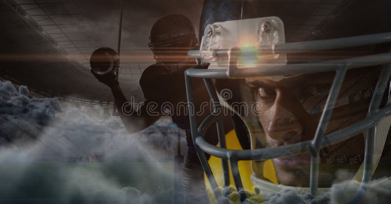 amerikansk fotbollsspelaresamkopiering med signalljuset stock illustrationer amerikansk fotbollsspelaresamkopiering med signalljuset stock illustrationer